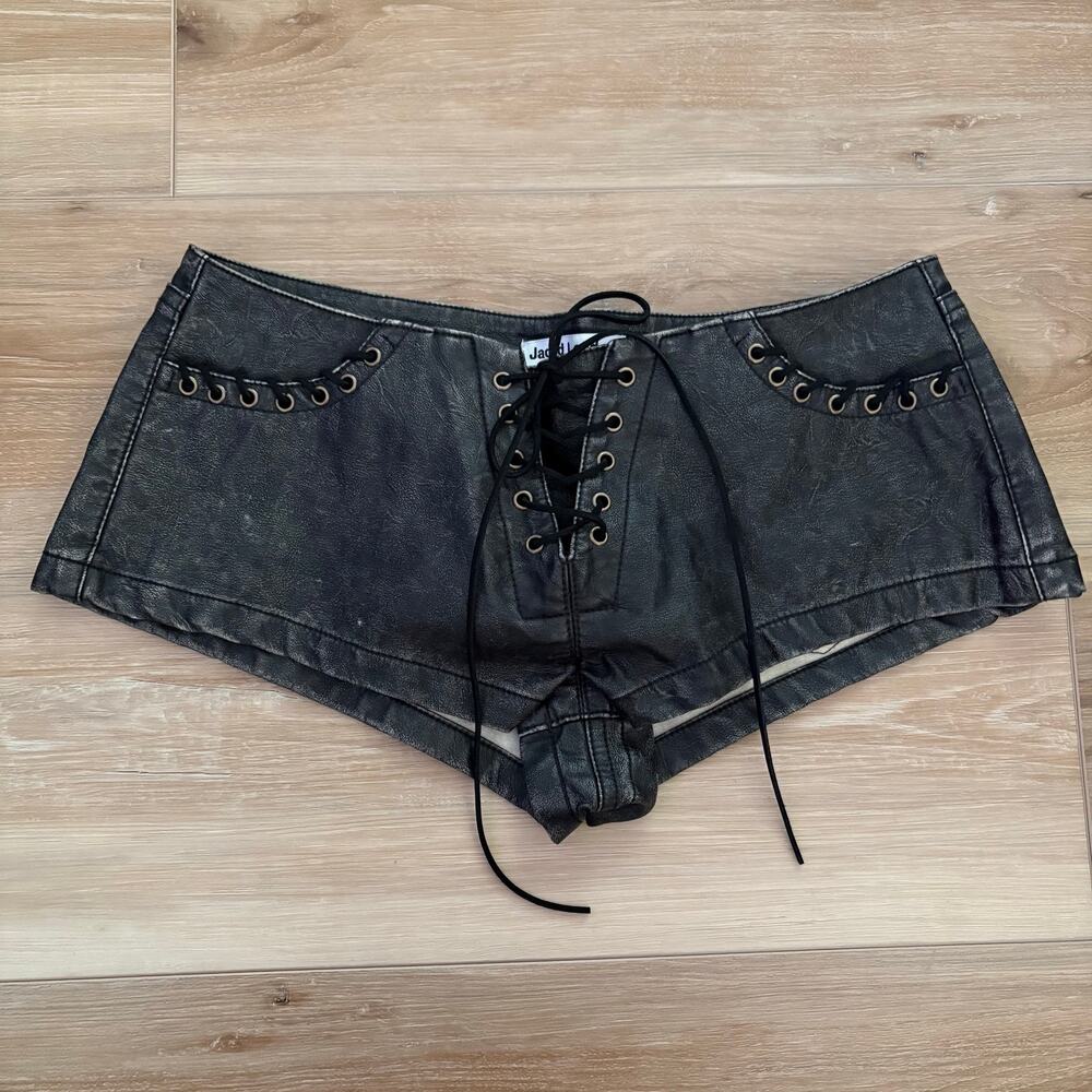 Jaded London Vaca Whipstitch Micro Short Black 25